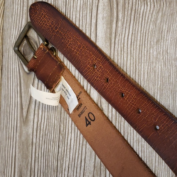 Lucky Brand brown crackle leather new men belt size 40 - Picture 3 of 5
